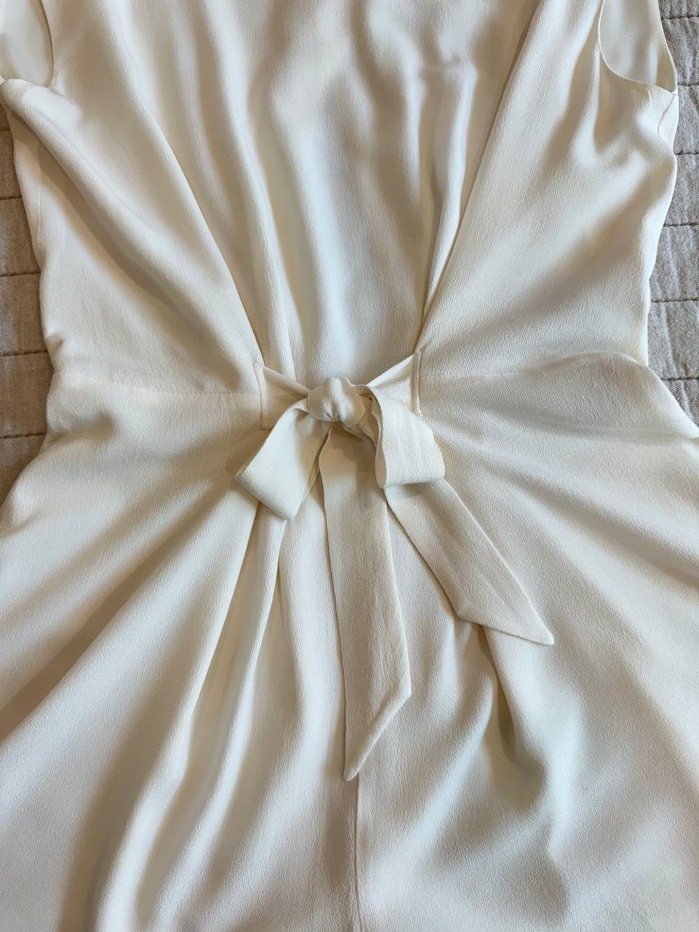 Zara Cream Sleeveless Tie-Front Romper - Picture 2 of 6